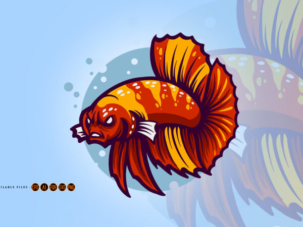 Angry betta fish flaring logo illustrations t shirt vector
