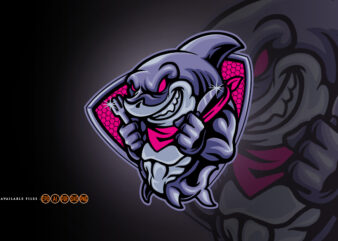 Angry Shark is Eating Mascot Logo Illustrations