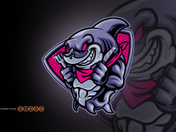 Angry Shark is Eating Mascot Logo Illustrations t shirt vector