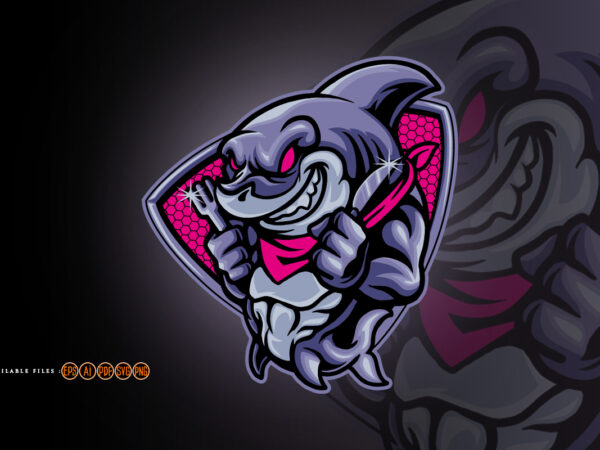 Angry Shark is Eating Mascot Logo Illustrations t shirt vector Angry Shark is Eating Mascot Logo Illustrations t shirt vector