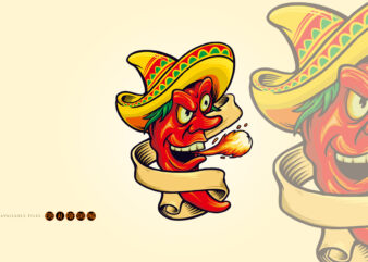 Red Chili Flavour with Mexican Sombrero Hat t shirt design online