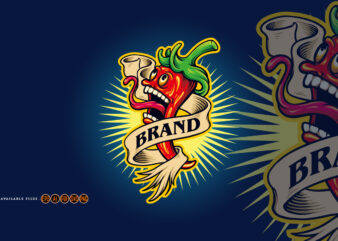 Spicy Red Chili Flavour Restaurant Mascot Logo