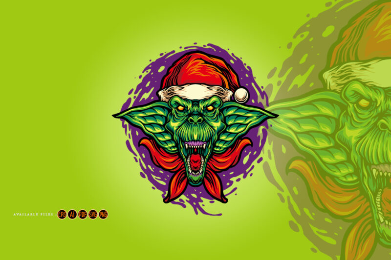 Scary Goblin Christmas Hat Illustrations