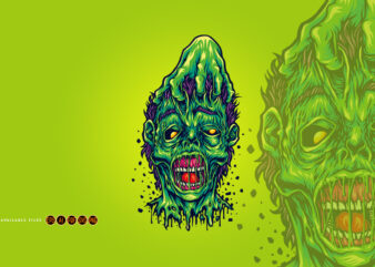 Pulled Skin Face Zombie Halloween illustrations