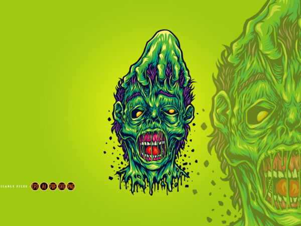 Pulled skin face zombie halloween illustrations t shirt illustration