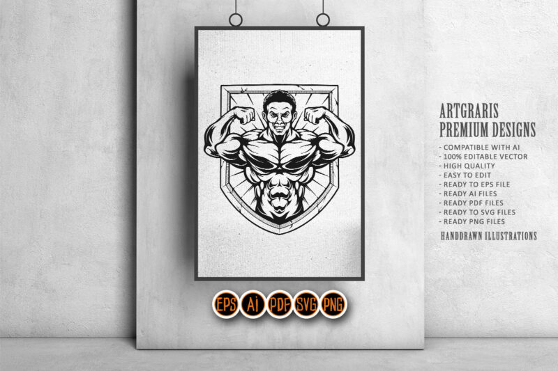 Body Building Badge Logo Silhouette