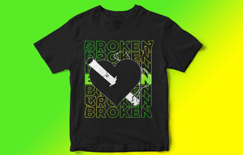 BROKEN, Typography and Graphic T-Shirt Design