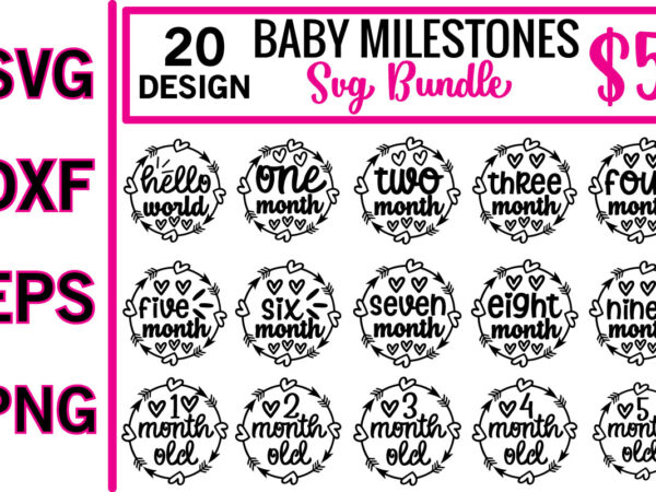 Baby milestones svg bundle t shirt template