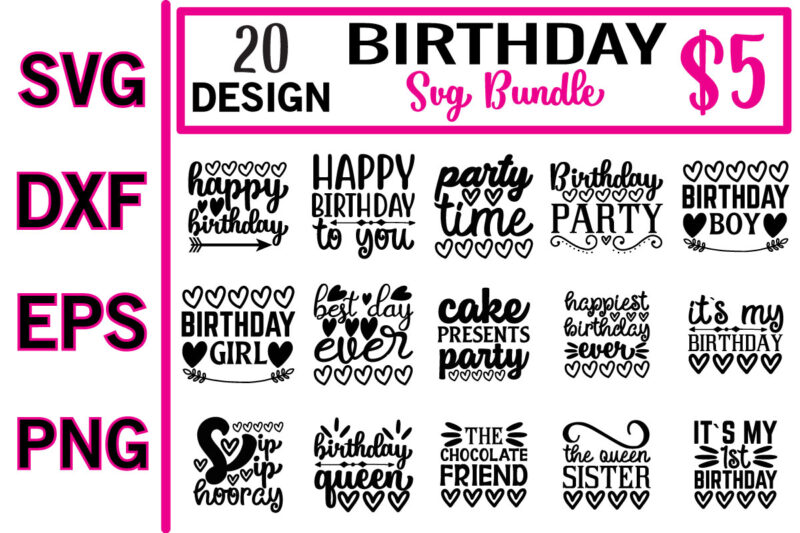 birthday svg bundle