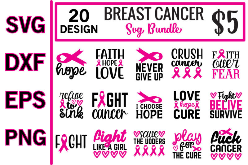 Breast cancer svg bundle