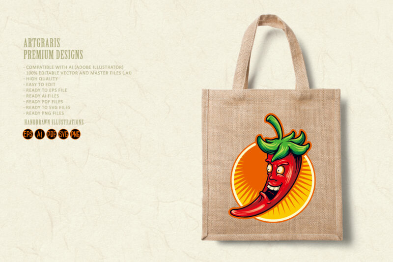 Red Chili Flavour Mascot Logo Illustrations