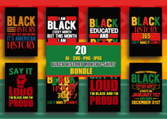 Black history 20 ai – svg – png – jpeg t shirt design bundle, Black educated people t shirt, Live it make it learn it t shirt design bundle, Black