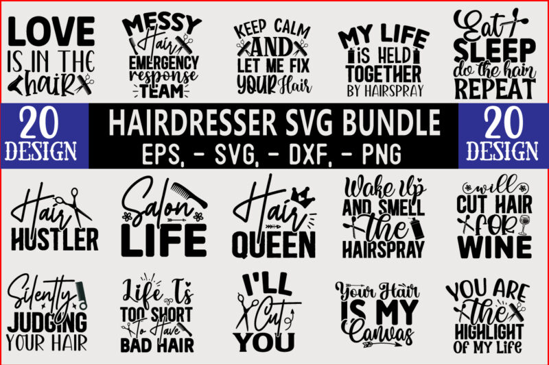 hairdresser SVG T shirt Design Bundle