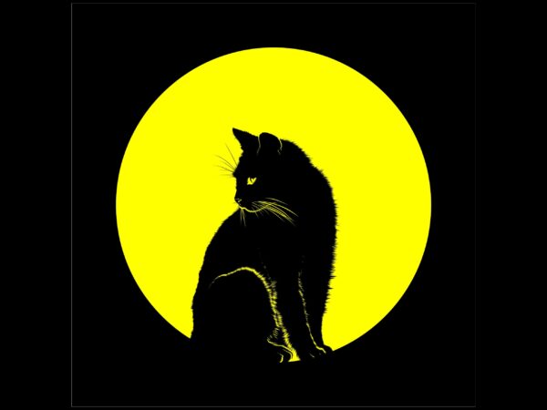 Cat moon black t shirt vector file