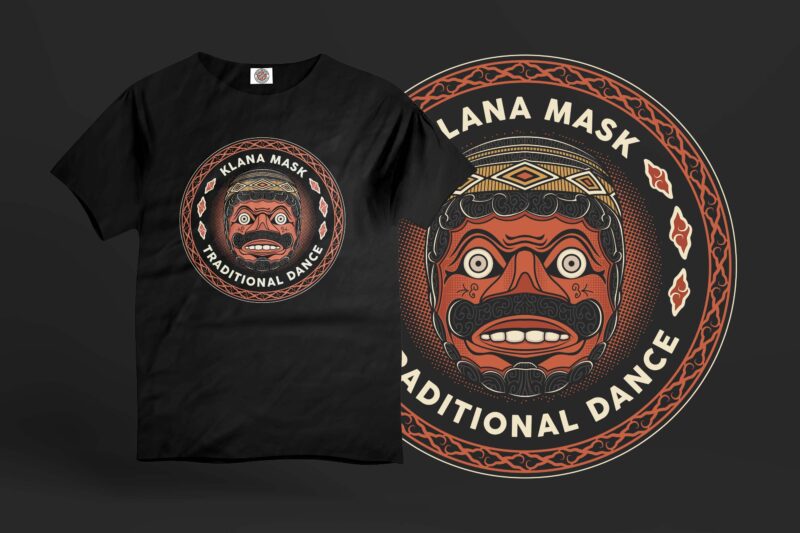 Klana Mask Javanese Traditional Dance Tshirt Design