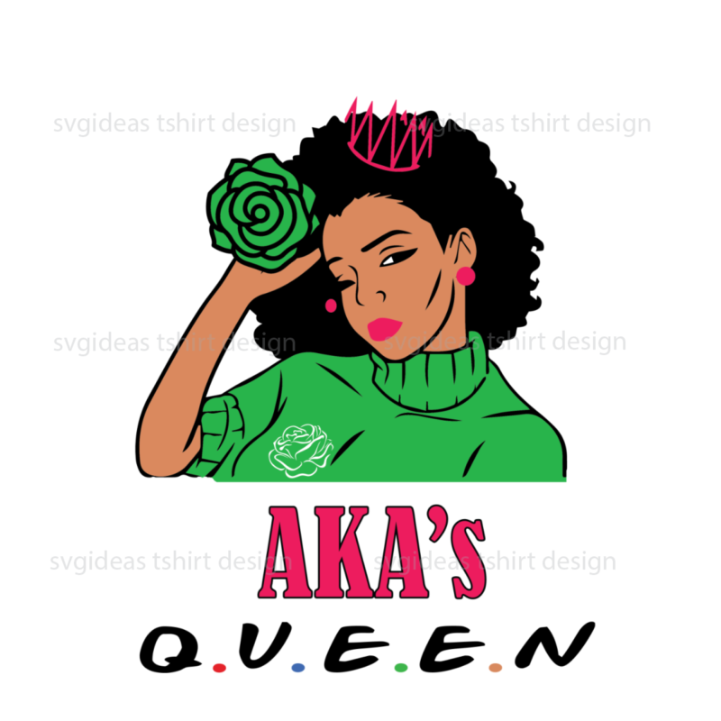 Black Aka Sorority Queen Holding Green Roses Diy Crafts Svg Files For Cricut