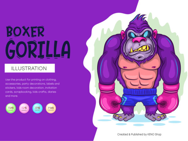 Cartoon gorilla boxer. t shirt vector file