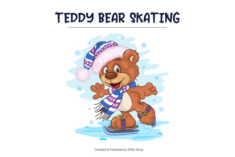 Cartoon Teddy Bear Skating.