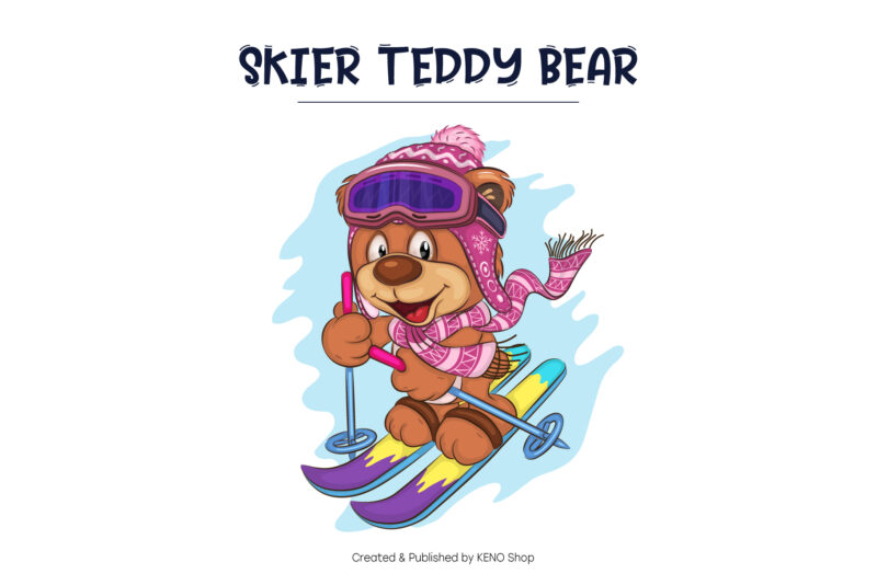 Cartoon Teddy Bear Skier.
