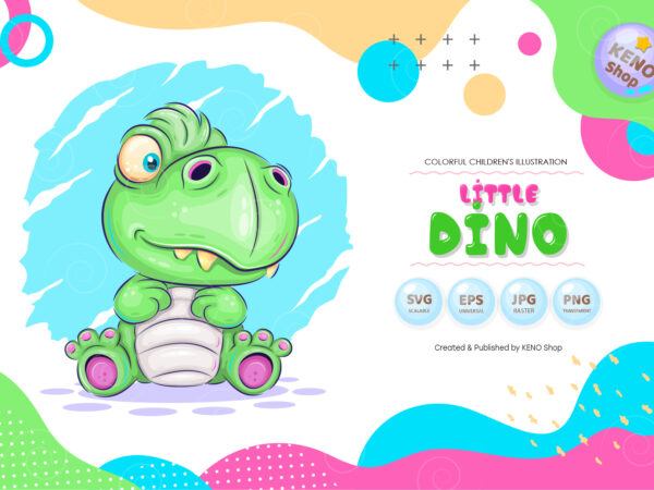 Cartoon little dino. t shirt vector file