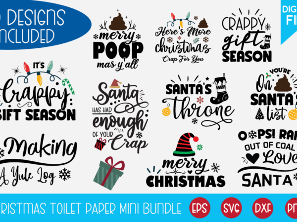 Christmas toilet paper mini bundle t shirt vector file