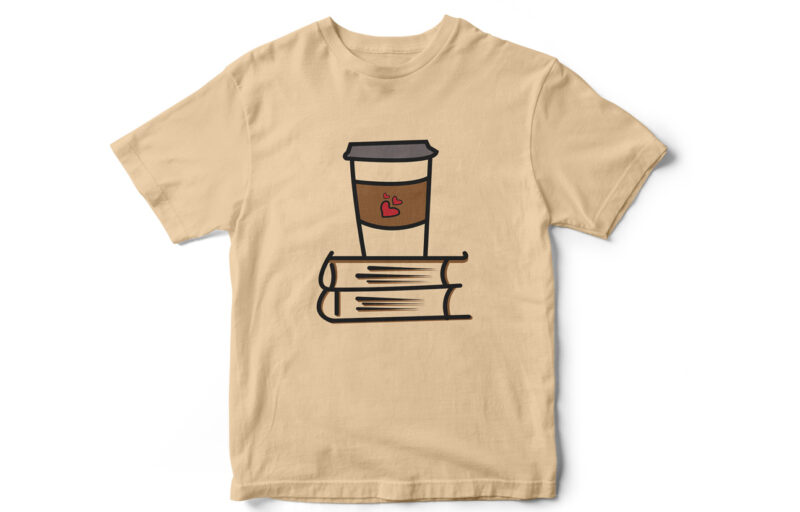 Coffee & Books, Coffee T-Shirt design, Coffee Vector, Books Vector