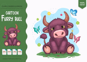 Cartoon Furry Bull. t shirt vector file