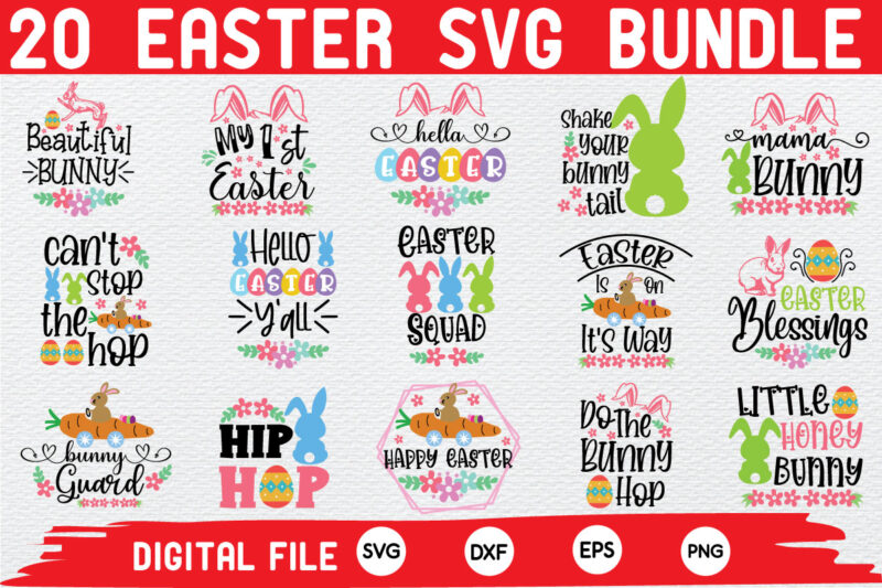 Easter Svg Bundle printable design Cut Files for Cricut & Silhouette Happy Easter Svg graphic