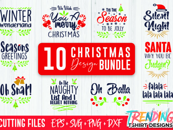 10 christmas design t-shirt bundle