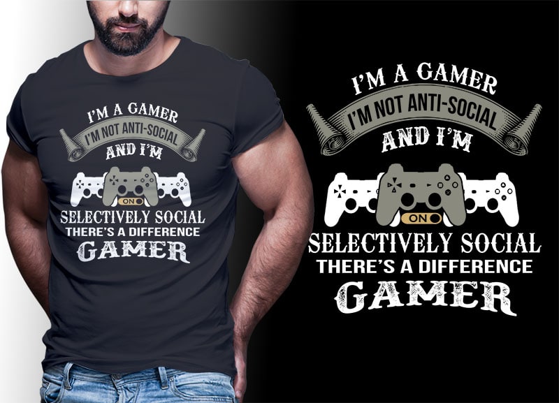 50 gamer gaming tshirt designs bundle editable PART #03 - Buy t-shirt ...
