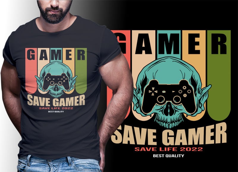 gamer gaming tshirt designs bundle editable PART #03