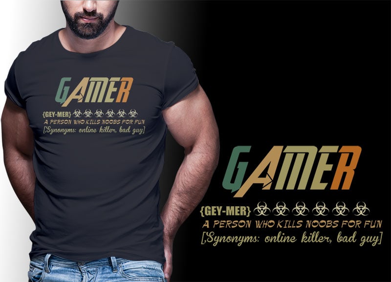 gamer gaming tshirt designs bundle editable PART #03