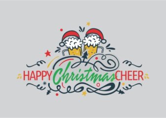 Happy Christmas Cheer, Christmas and Beer Vector Design Template for sale