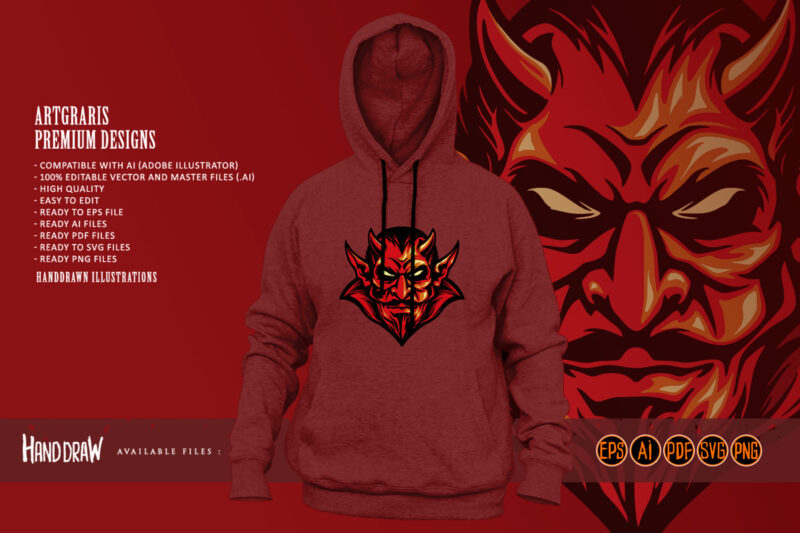 Angry Red Demon Mascot Illustrations