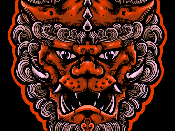 Japanesse lion mask vector clipart