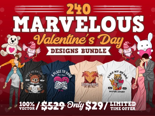 Marvelous valentine’s day designs bundle, valentine graphics vector, valentine gnomes, valentine illustration , clipart and more