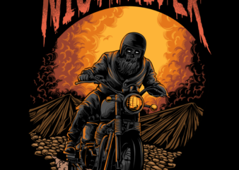 Night Rider T shirt vector artwork