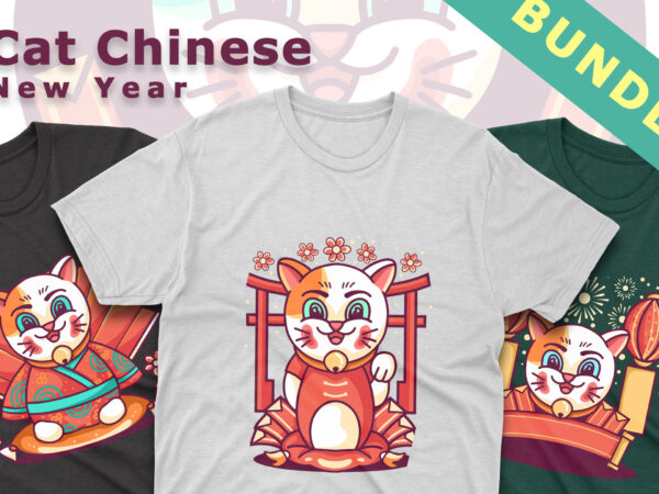 Cat chinese new year bundle t shirt vector file