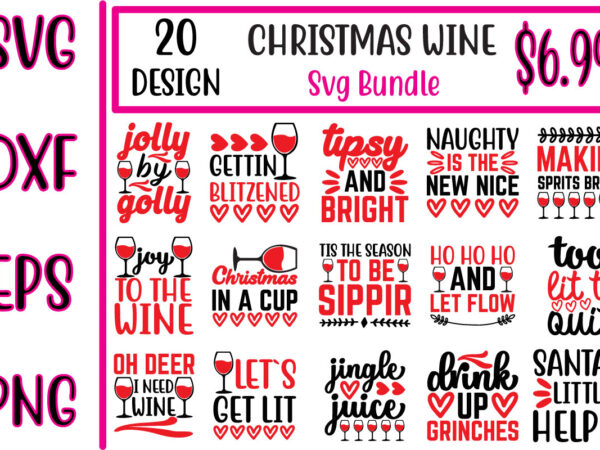 Christmas wine svg bundle t shirt vector file