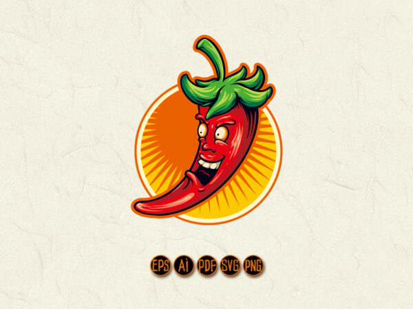 Red chili flavour mascot logo illustrations t shirt design online