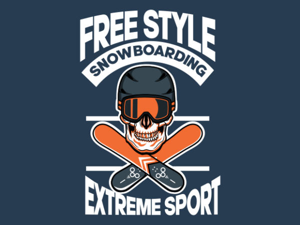 Skull snowboarding t shirt template vector