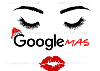 Google Christmas, Woman Beautiful Closed Eyes With Red Lips Diy Crafts Svg Files For Cricut, Silhouette Sublimation Files