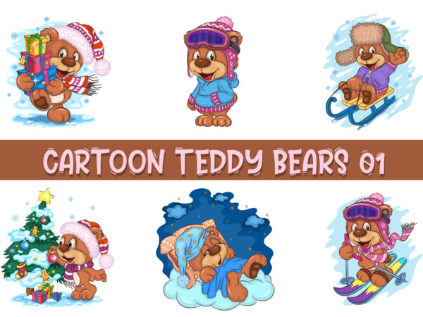 Set of cartoon teddy bears 01. t-shirt.