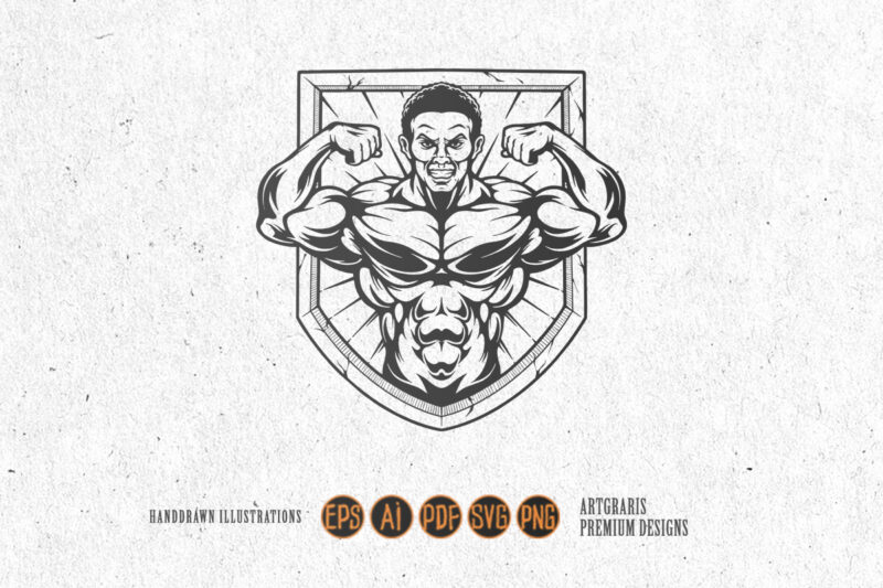 Body Building Badge Logo Silhouette