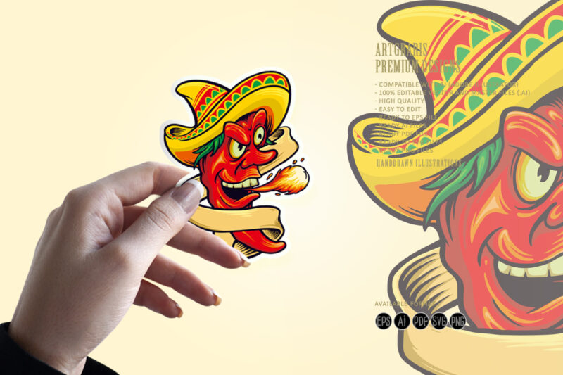 Red Chili Flavour with Mexican Sombrero Hat