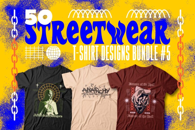 800 Urban Streetwear T-shirt Design Bundle Urban 