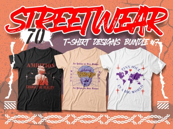 Streetwear t-shirt designs bundle vector #7, urban street style graphic tees