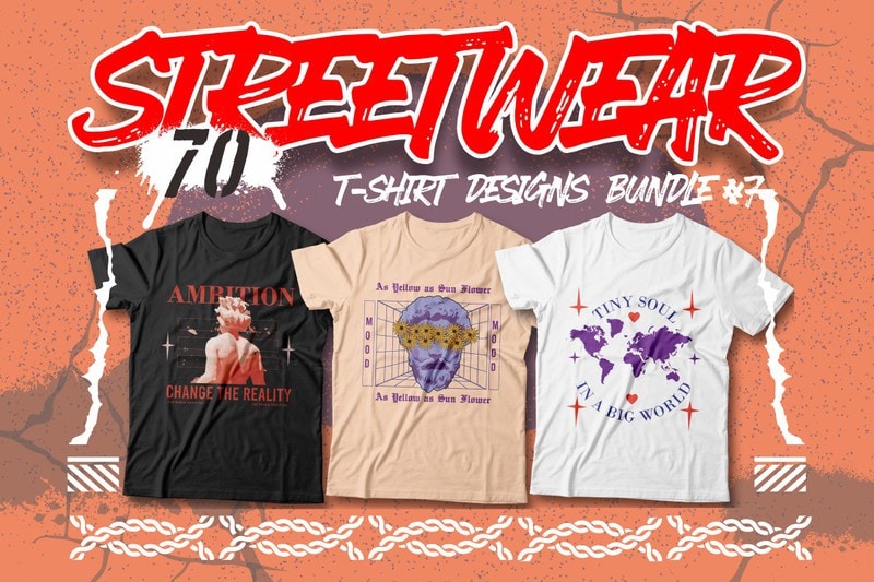 Streetwear T-shirt Designs Bundle Vector #7, Urban street style graphic ...