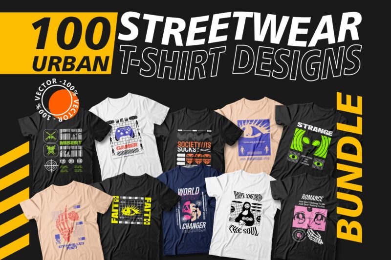 t-shirt vector Urban streetwear t-shirt designs bundle, creative quotes t shirt designs, youth style t shirt designs, streetwear graphic style, urban graphic t-shirt