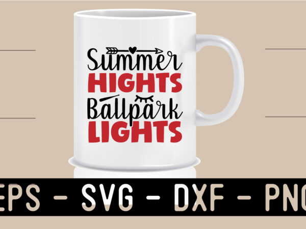Summer hights ballpark lights svg t shirt template vector